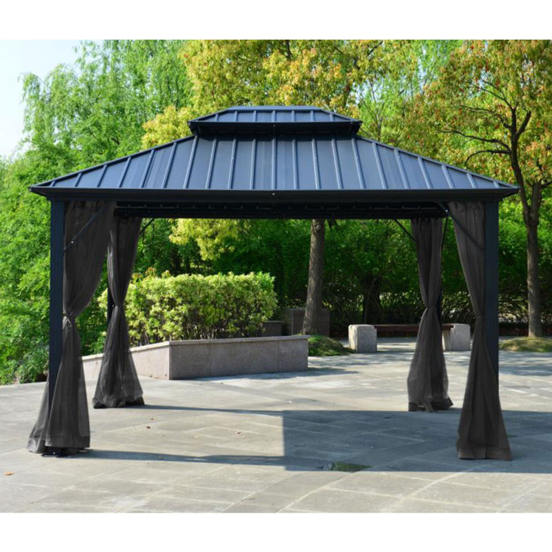 ALEKO Double Roof 12 Ft. W x 10 Ft. D Aluminum Patio Gazebo Wayfair.ca